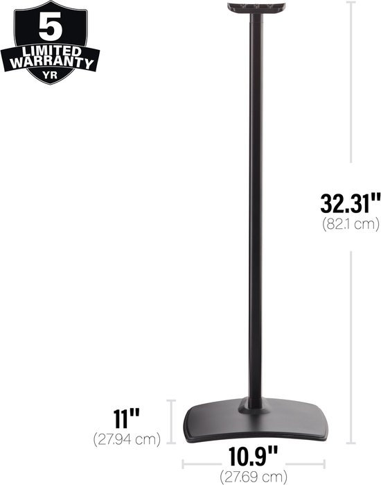 Sanus WSSE32-B2 fixed speaker stand - luidsprekerstandaard - optimale luisterhoogte - kabelbeheer - geschikt voor Sonos ERA 300 - 2 stuks (paar) - Zwart van Sanus — afbeelding 4