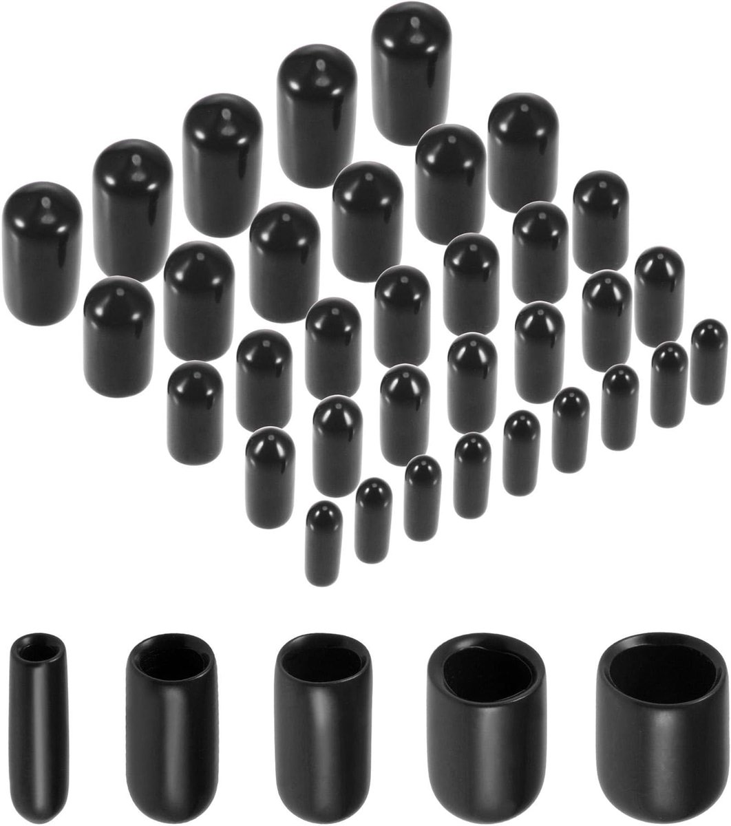 100pcs Rubber End Caps - Round Protective Caps 3mm, 5mm, 6mm, 8mm, 9.5mm Black Screw Thread Protectors, voor het afdekken van schroeven of onderdelen met schroefdraad, ronde metalen buizen, leidingen, meubelpoten, enzovoort.(zwart)
