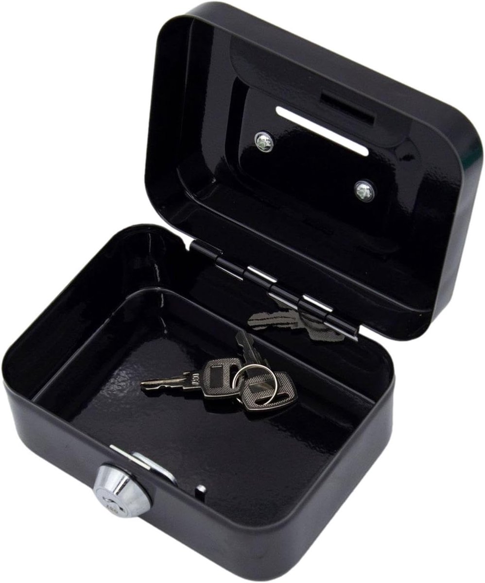 Geldslotdoos - Geldkistje Muntbank - Veilig Sparen - Sleutelvergrendeling - 11.5 cm - Zwart