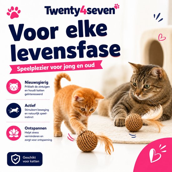 Twenty4seven® Catnip Ballen voor Katten & Kittens - 5 Stuks - Kattenkruid met Catnip Effect voor Kat - 100% Natuurlijk en Eetbaar Kattenspeelgoed