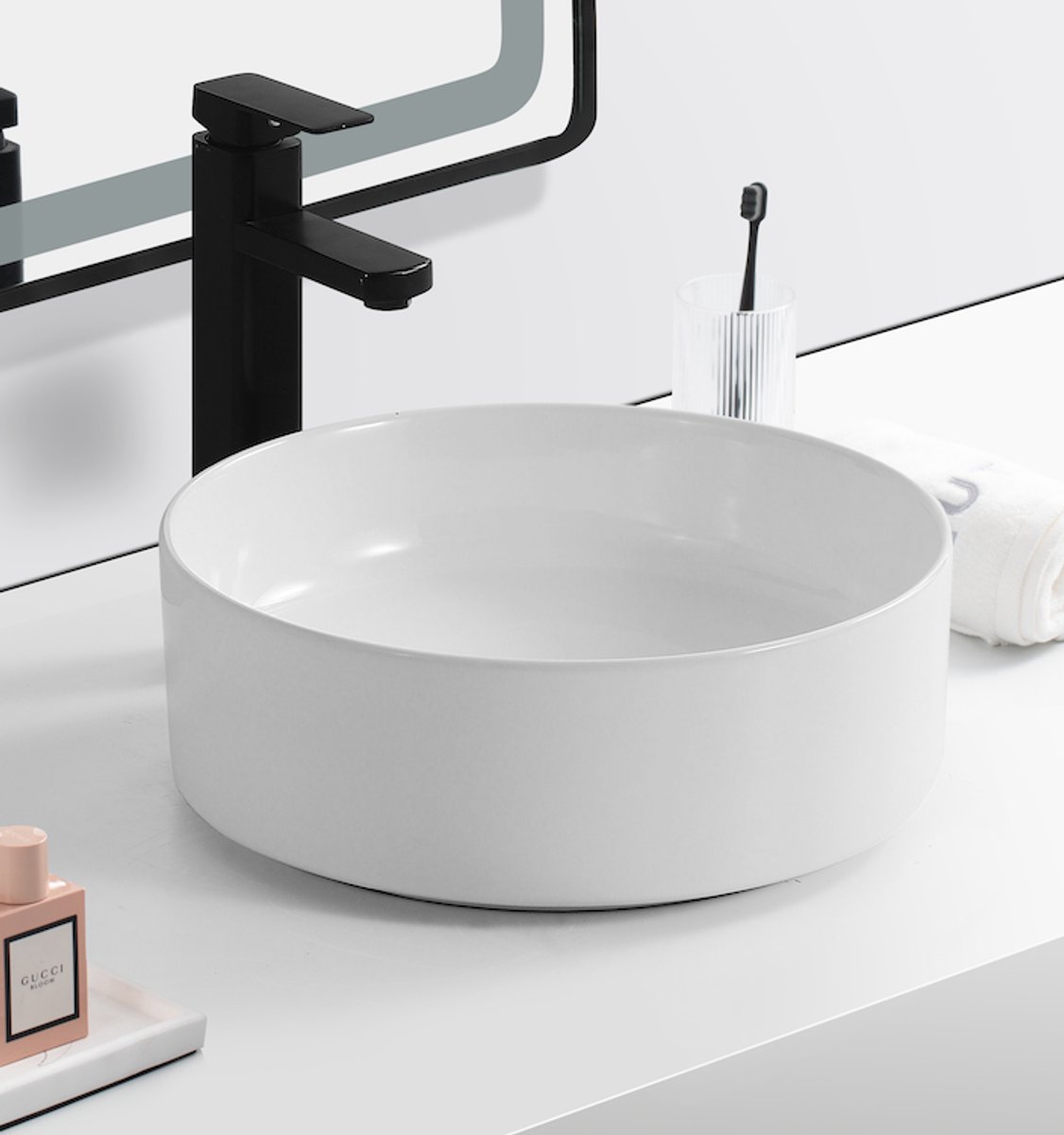 LINEA UNO - Venta 37 - Glans wit - Waskom - - Keramiek - Rond - 251067
