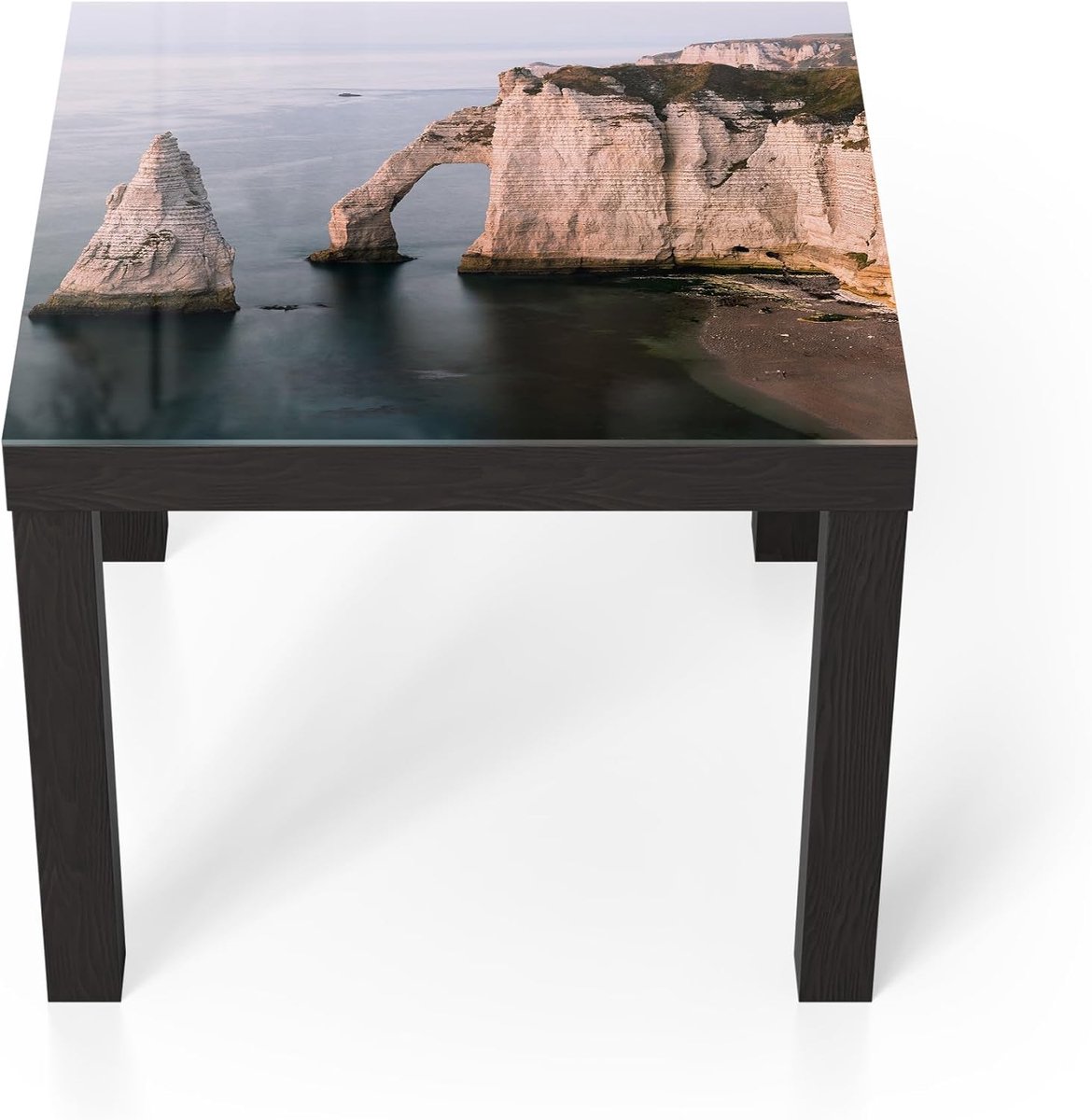 Glazen Tafel - Bijzettafel Salon - Woonkamer Decoratie - 3D Diepte Effect - 55 x 55 cm - Zwart
