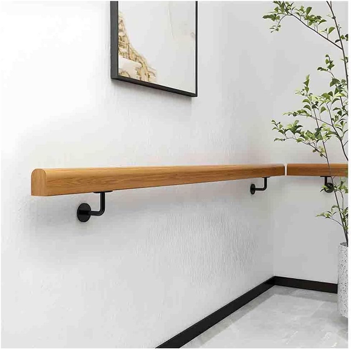 Houten trapleuning - Wandleuning trappen - Veilig traplopen - Massief grenenhout - 30 cm - Natuurlijk hout