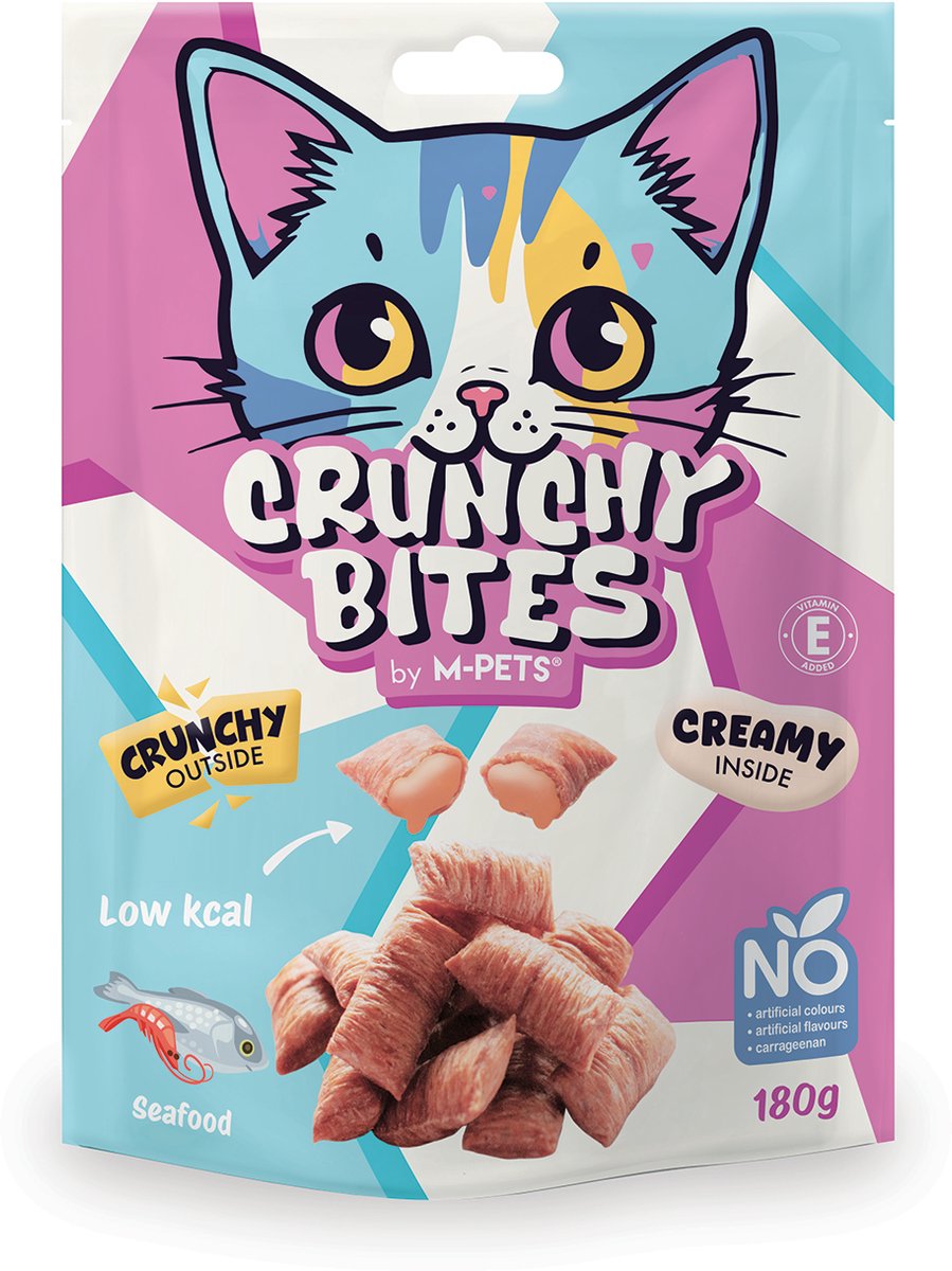 M-PETS CRUNCHY BITES kat snack zeevruchten - 180 g - per 10