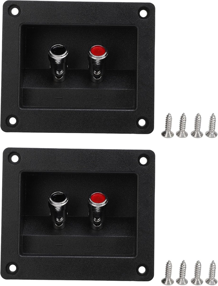 Speaker Box Terminals - Subwoofer Aansluitingen - Audio Installatie - Vierkant Ontwerp - 10 x 4 cm - Zwart