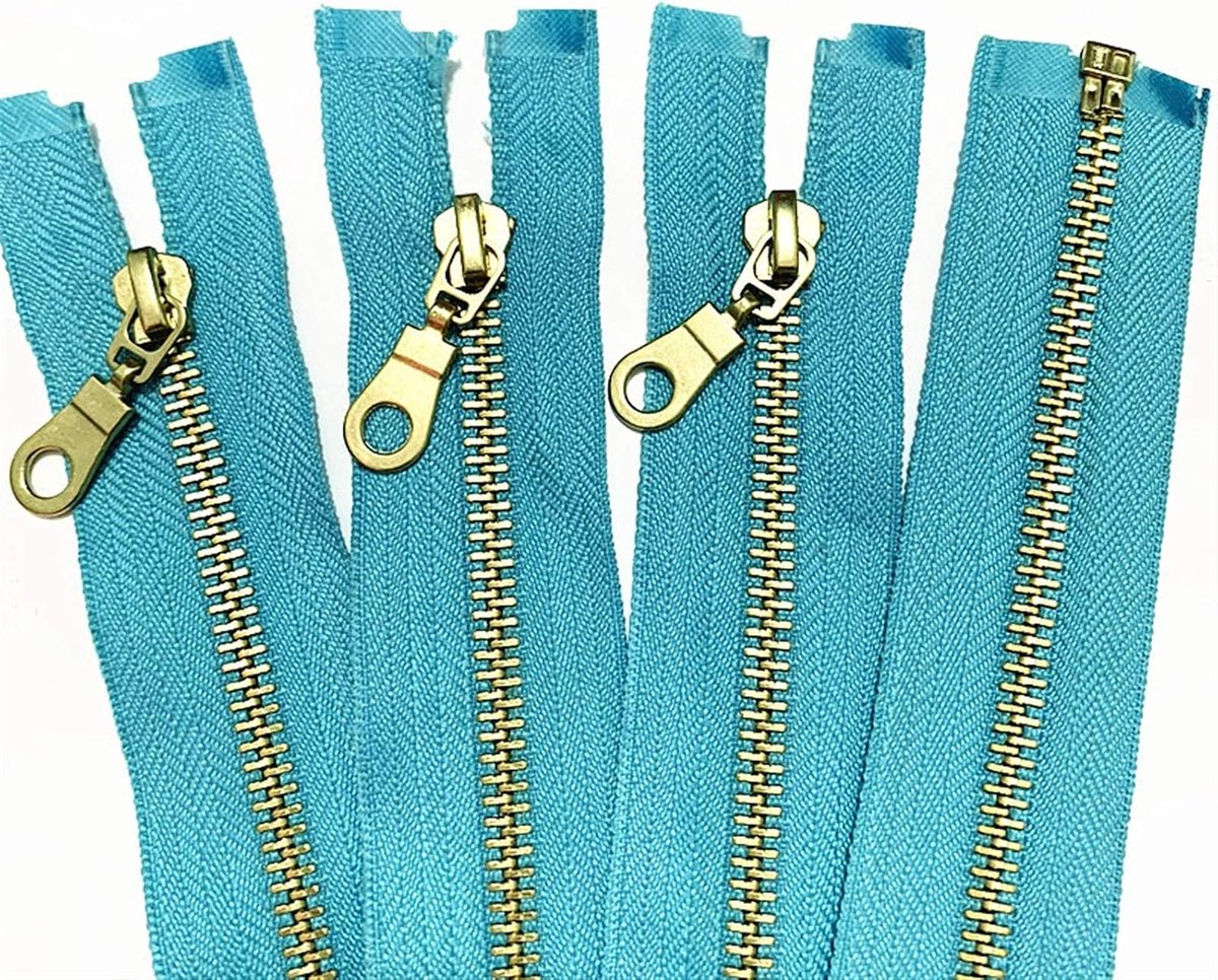 Metalen Ritsen Set - Koperen Ritsen - Kleding Repareren - Aparte Open Staart - 30.5 cm - Hemelsblauw