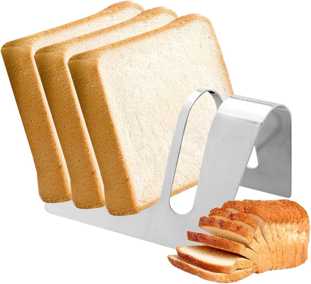Broodrek - Broodsnijder Toastrek - Ontbijt Bereiden - Roestvrij Staal - 4 of 6 vakken - Zilver