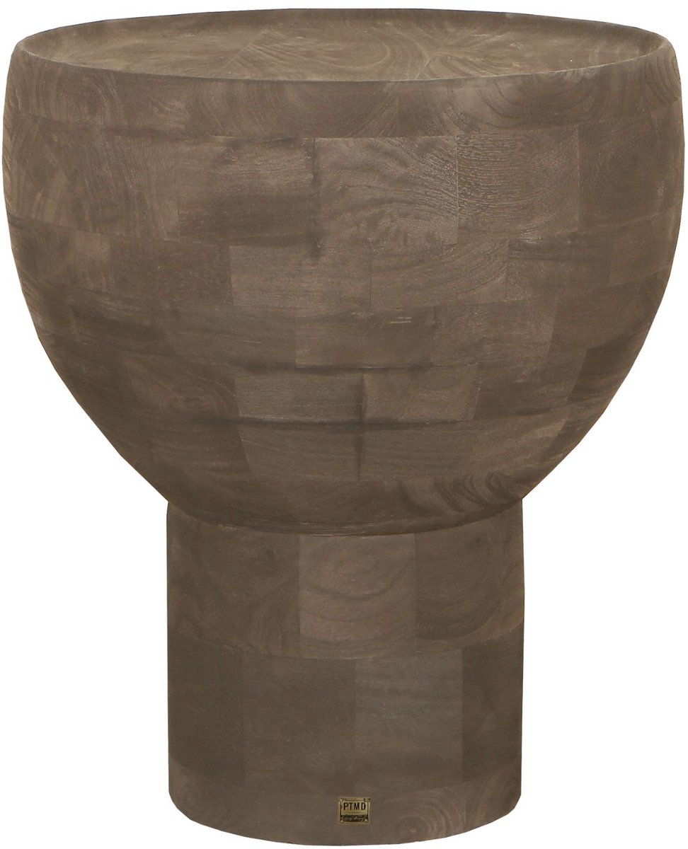 PTMD Erno Brown Mango Wood Sidetable On Base Round