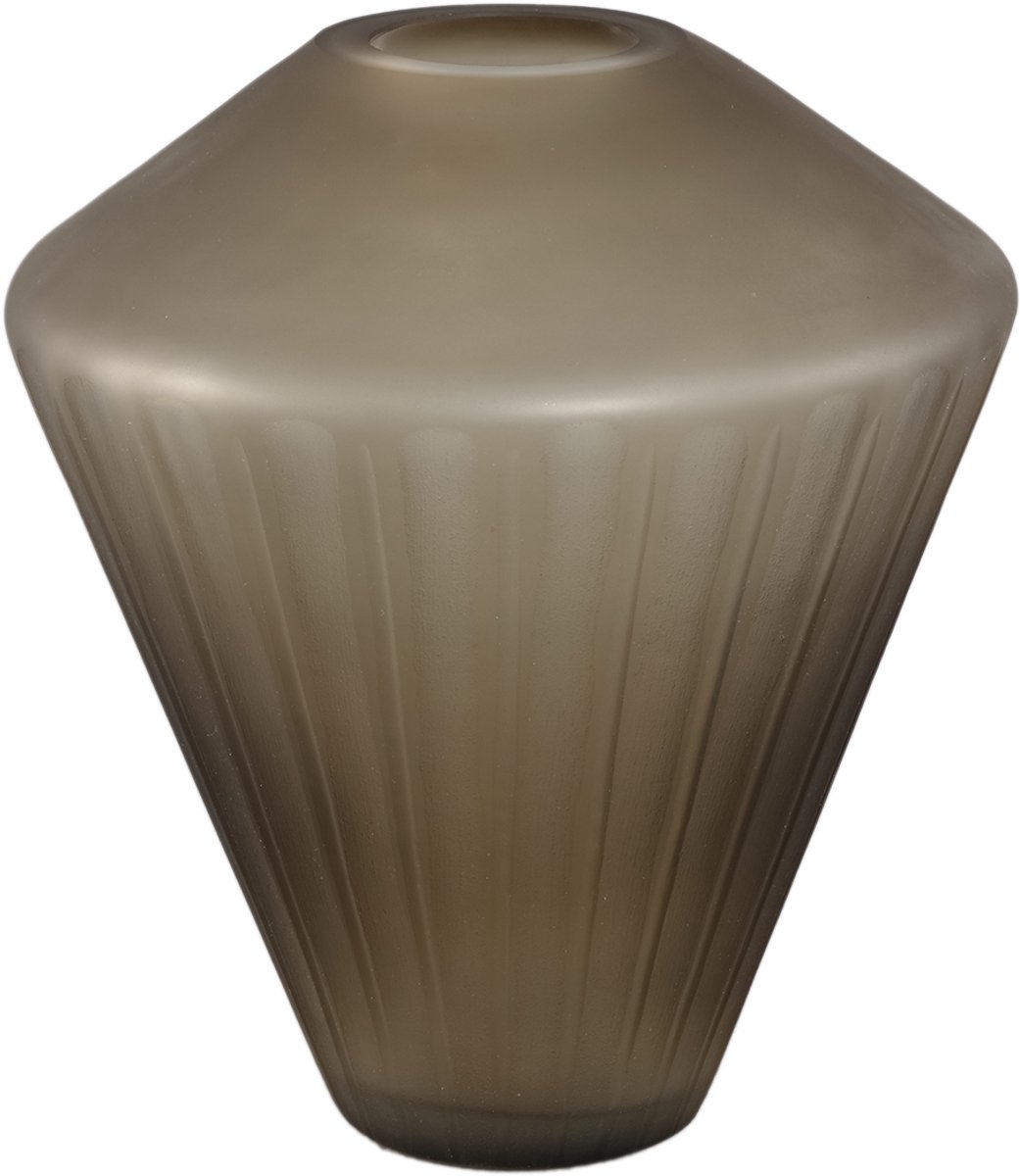 PTMD Damiri Brown Glass Handcut Vase Lines Bruin
