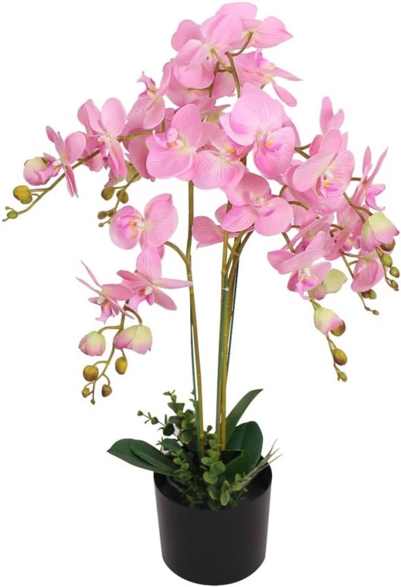 Kunst Orchidee Plant - Zijden Bloemen - Woondecoratie - Onderhoudsvrij - 2.5 Voet Hoog - Roze