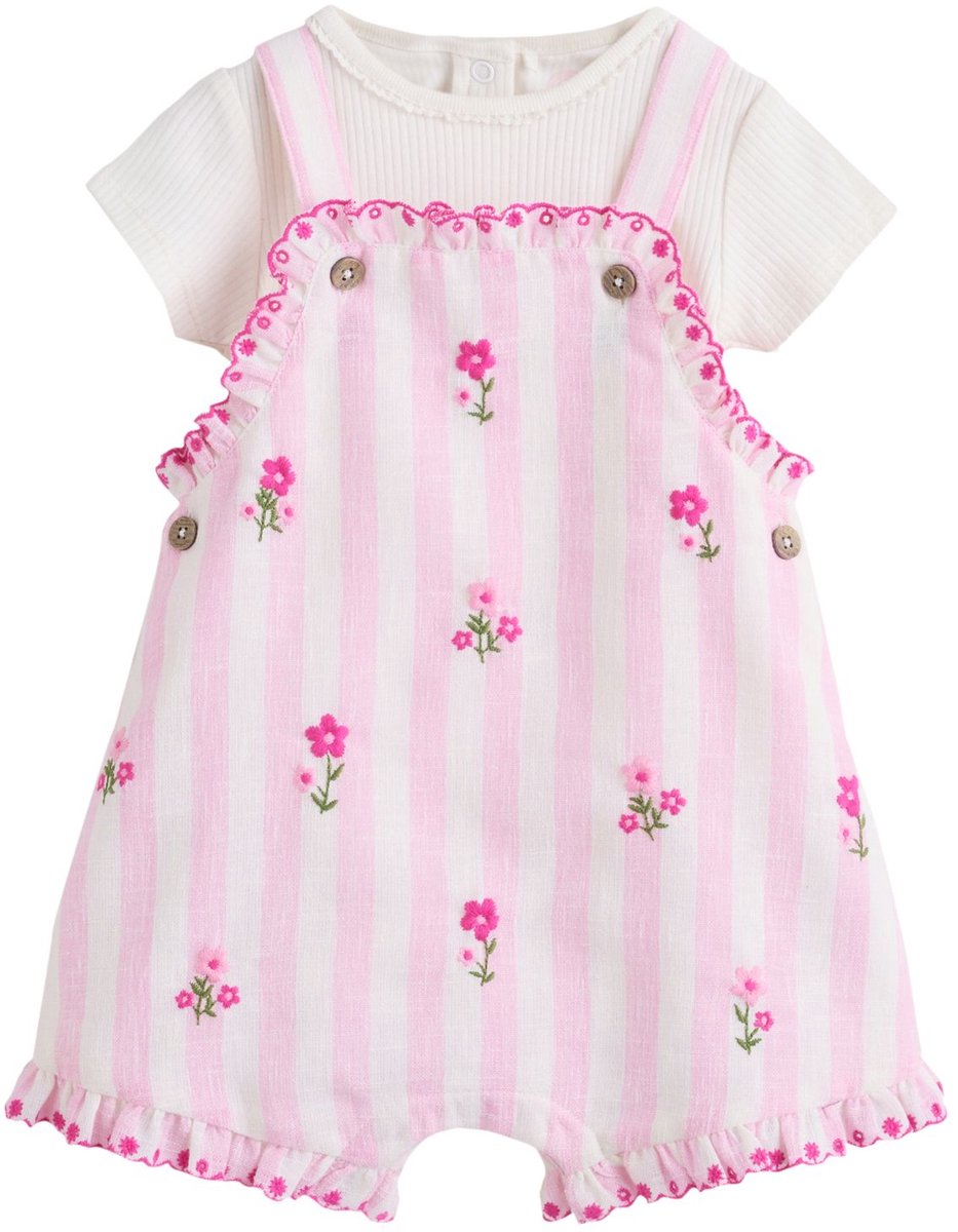 Next - Meisjes - 2-delige babyset van tuinbroek en rompertje - Roze