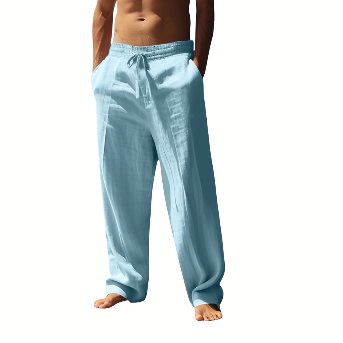 Currero Linnen Broek Heren - Zomerbroek - Volwassenen - Lange Broek - Pantalon - Strandbroek - Zomer - Ibiza Stijl - Hemelsblauw S