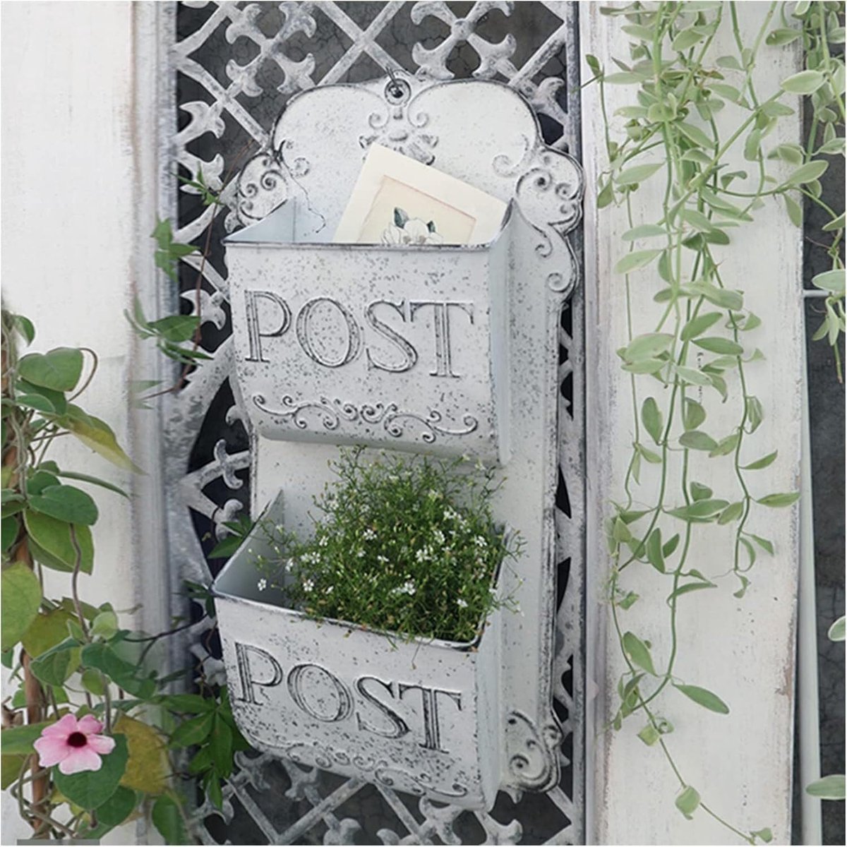Hangende brievenbus - Wand brievenbus - Post organiseren - Rustiek vintage ontwerp - Verticale wandhanger - B