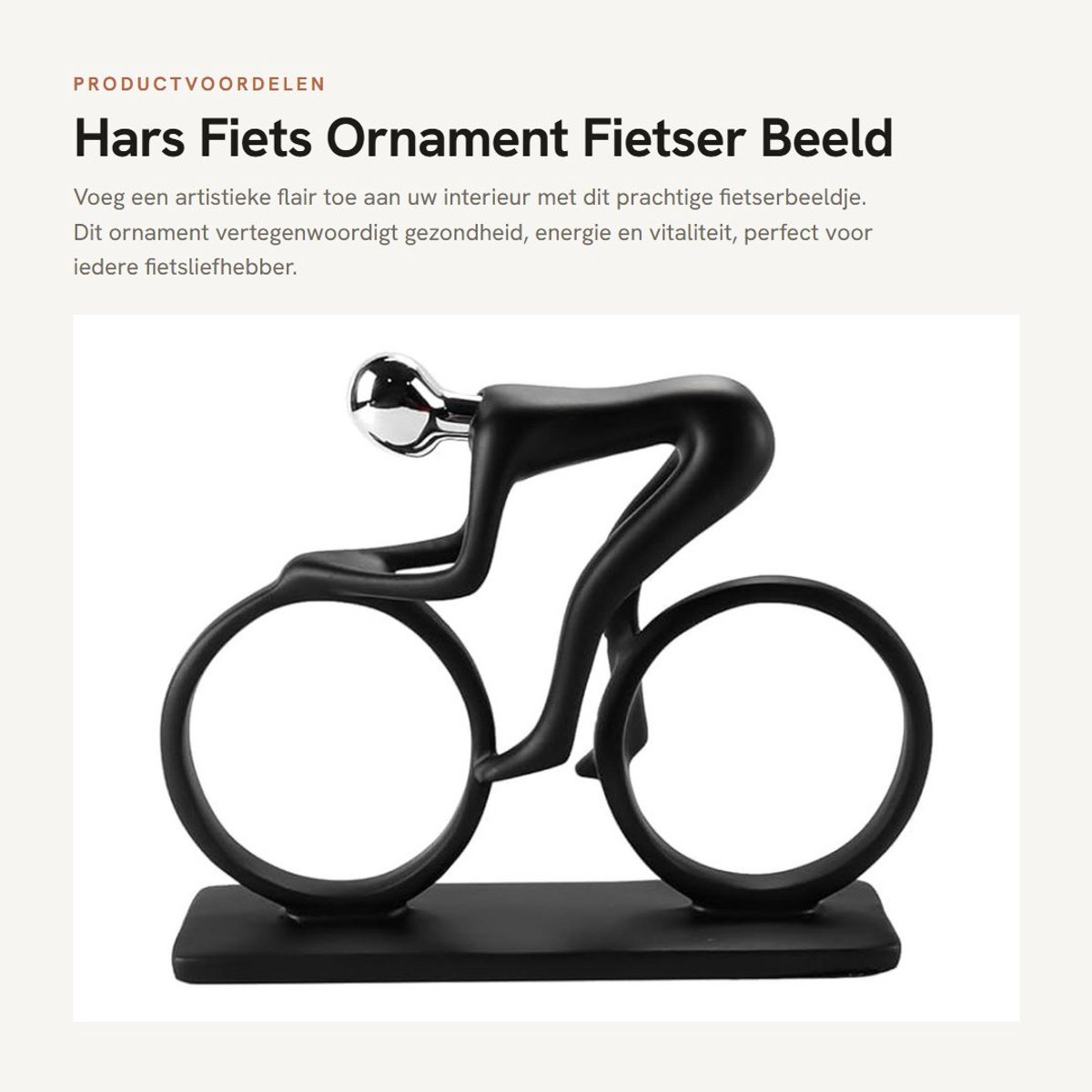 Dailygoods- Fietsornament Rijdende Man - Beeldje - Sculptuur - Hars - Huisdecoratie - 18x21cm