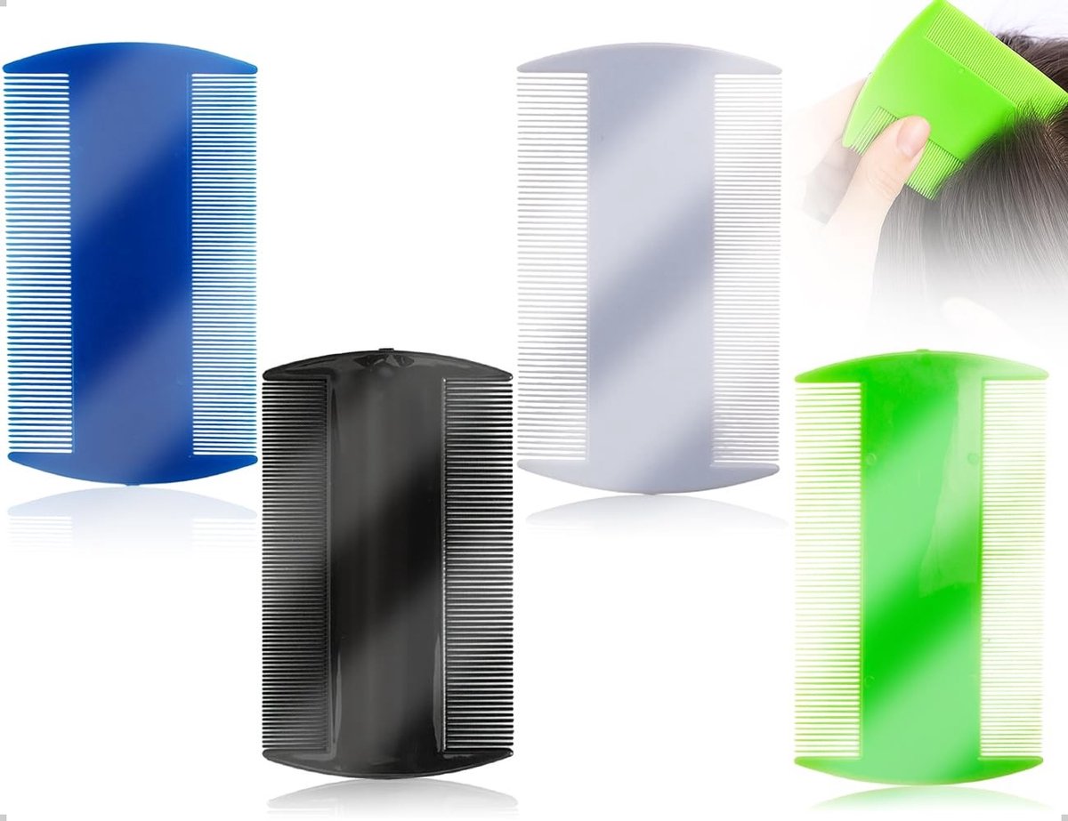 Dailygoods- Huisdierenkam Set van 4 - Dubbelzijdig - Hondenverzorgingskam - Kattenkam - Lichtgewicht Plastic - Voor het Verwijderen van Roos - Dierenkam