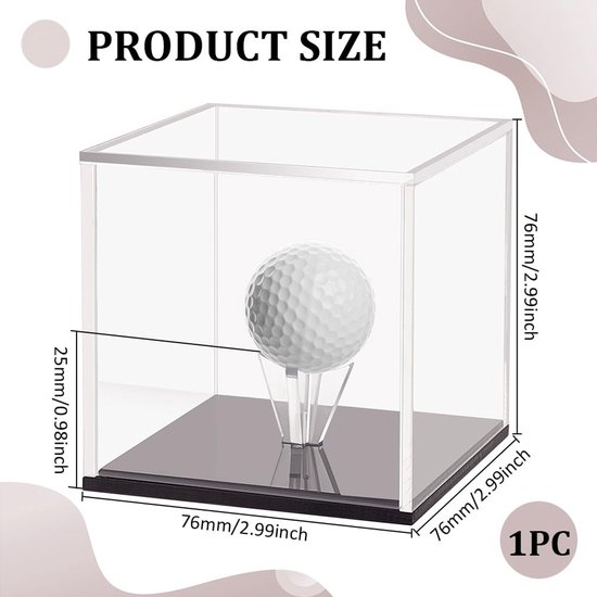 Dailygoods- Golfbalhouder Transparante Vitrine - Acryl Display - Vierkante Houder - Zwarte Basis - 76x76x76mm - Geschikt voor 1 Golfbal van Dailygoods — afbeelding 5