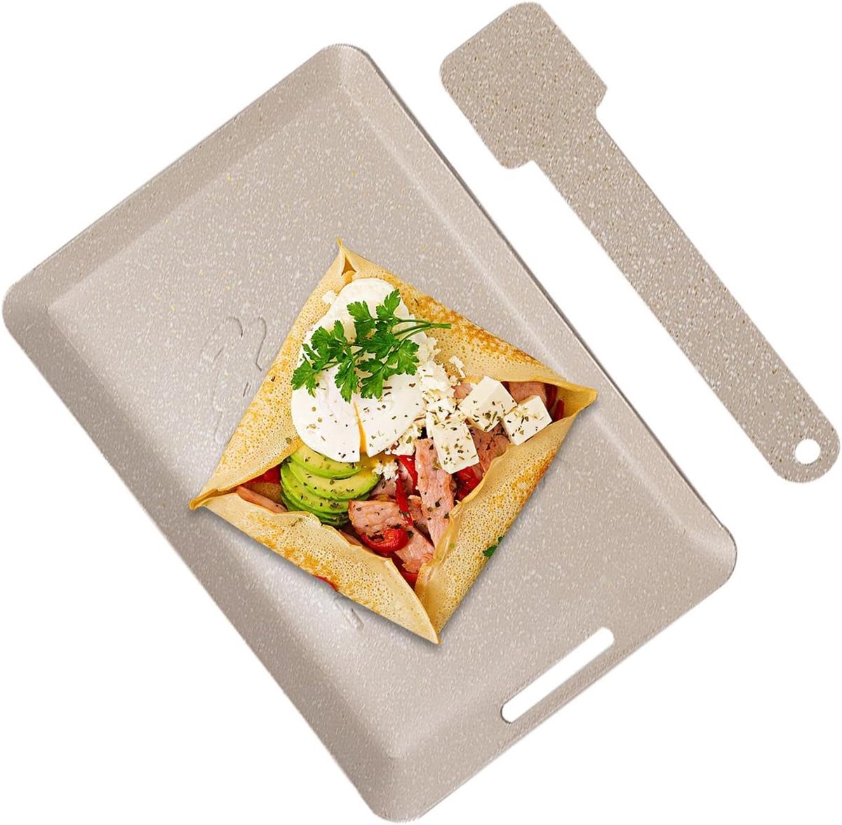 Grillplaat Antiaanbakpan Buiten koken Draagbaar ontwerp 20.8 x 15.7 cm Beige