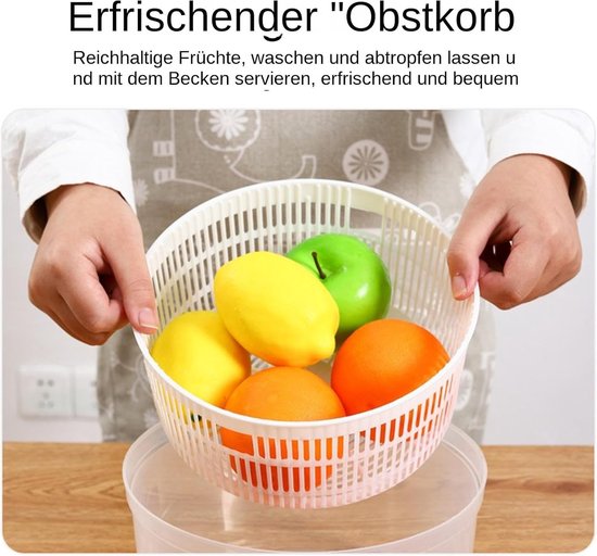 Saladekomcentrifuge - Groente Droger - Snel Salade Maken - Dubbellaags Ontwerp - 3 Liter - Groen — afbeelding 5