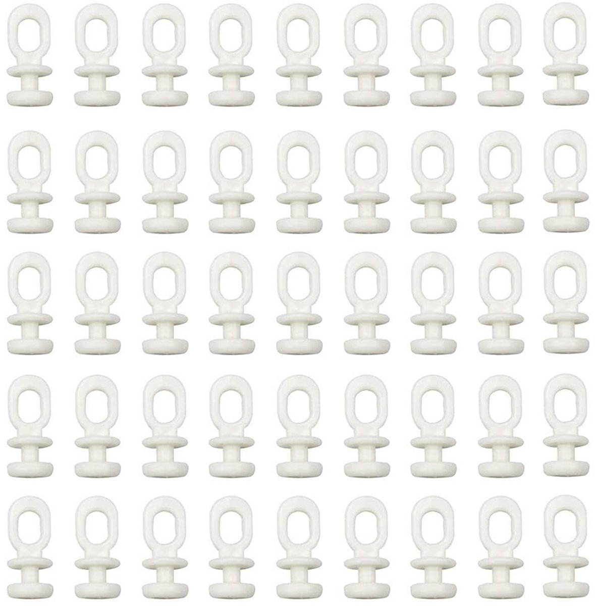 Dailygoods - 100 stuks gordijnhaken, plastic gordijnrailglijders, witte haken voor rails, railschuifhaken voor raam, deur, douchegordijnen (10 mm)