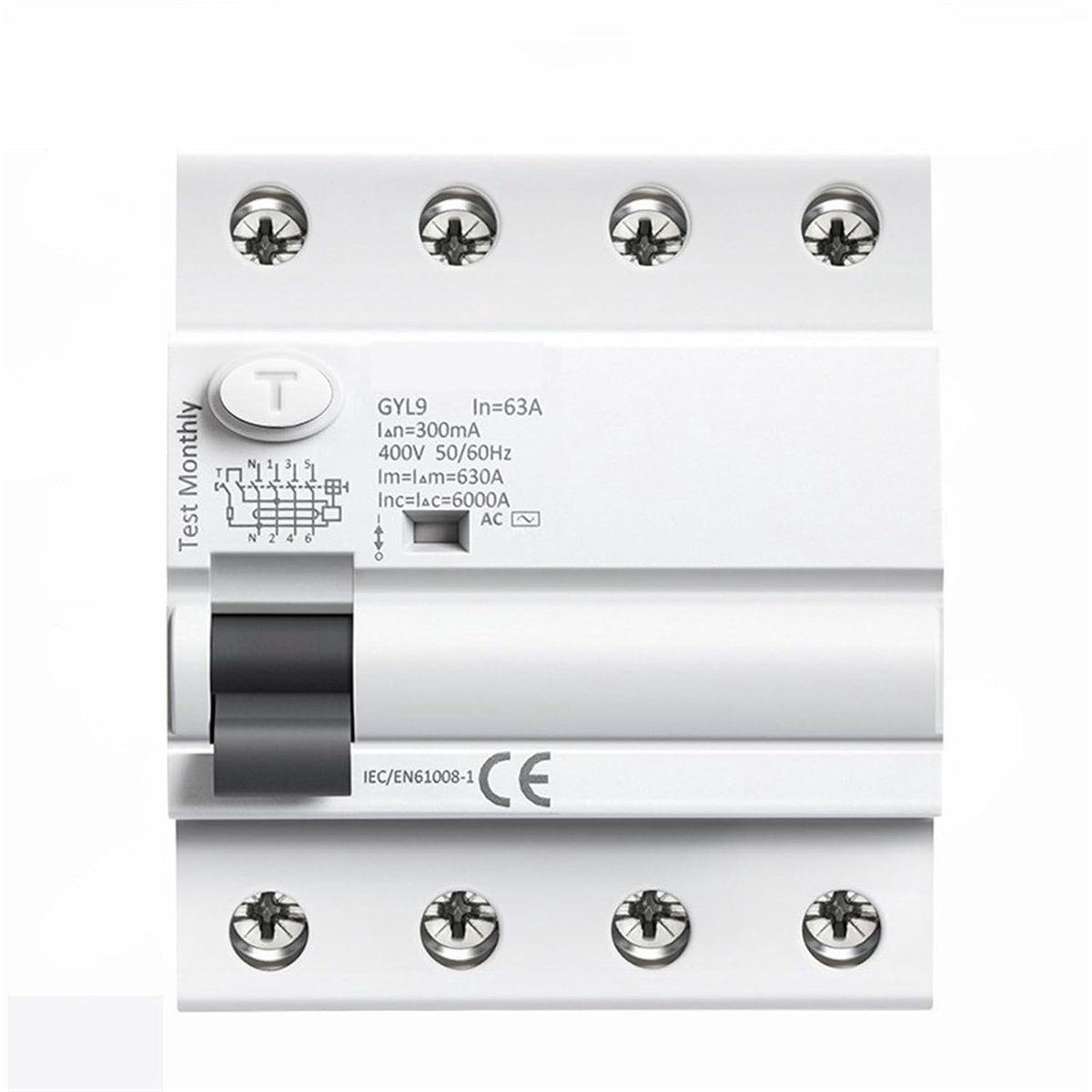 Aardlekschakelaar - Stroomonderbreker - Veiligheid Elektrisch - Hydraulisch-magnetisch - 4P 100A 100mA - Wit