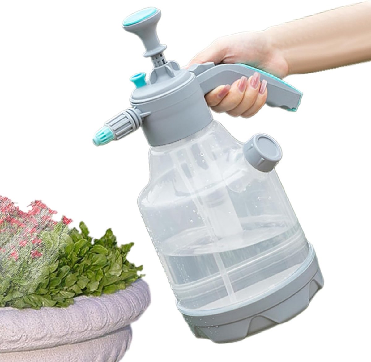 Drukspuit met pomp - Handmatige doseercontainer - Planten en gazon - Regelmatige verstuivingstechnologie - 165 cm breed - Transparant