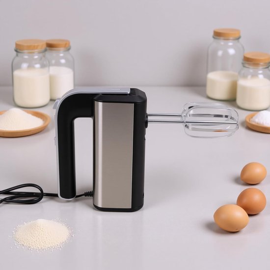 Elektrische Handmixer - Keukenmixer - Bakken en Koken - Variabele Snelheidsregeling - 21x20.5x9.5 cm - Wit — afbeelding 2