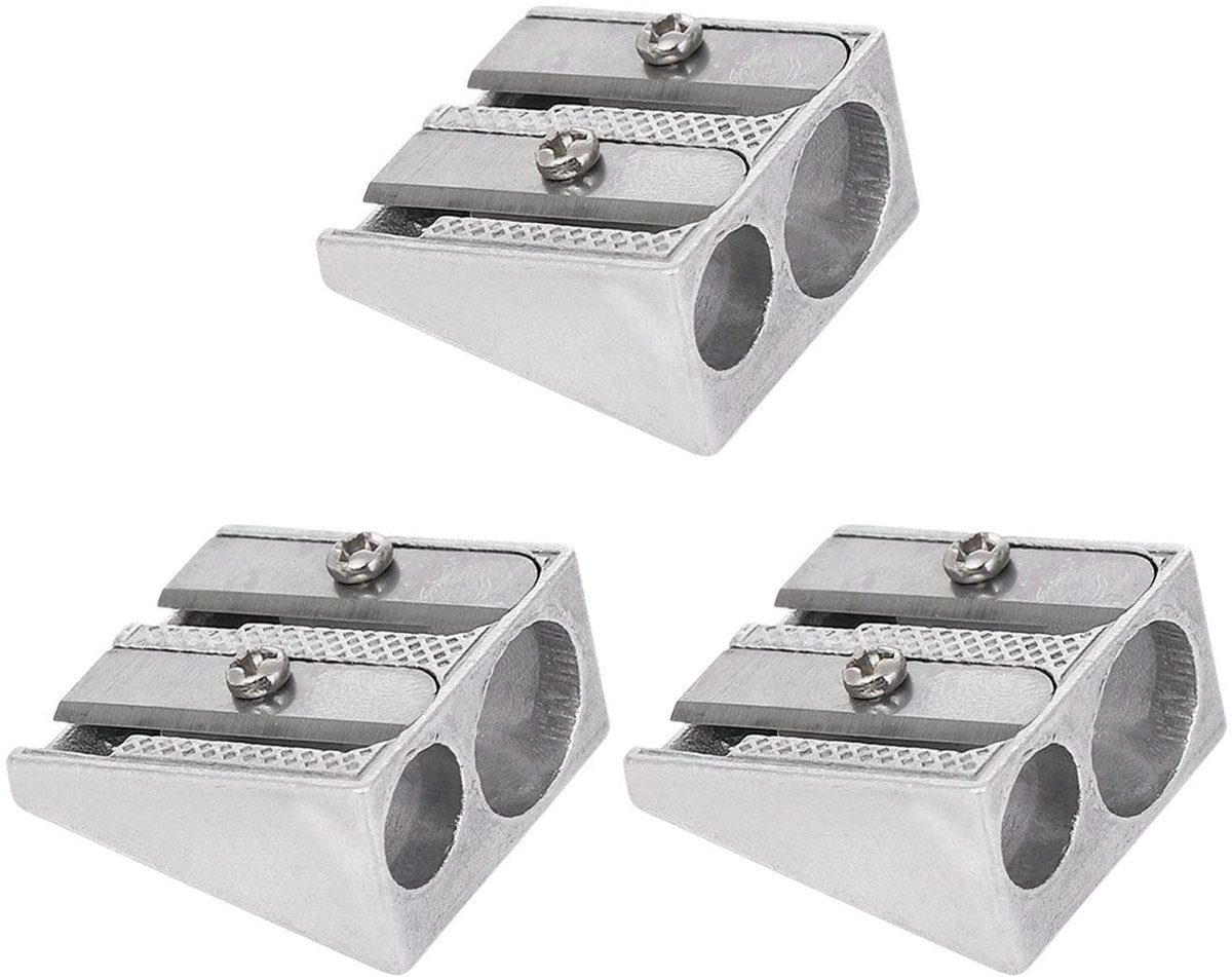 Dailygoods - Set van 3 Metalen Puntenslijpers - Draagbare Dubbele Puntenslijper