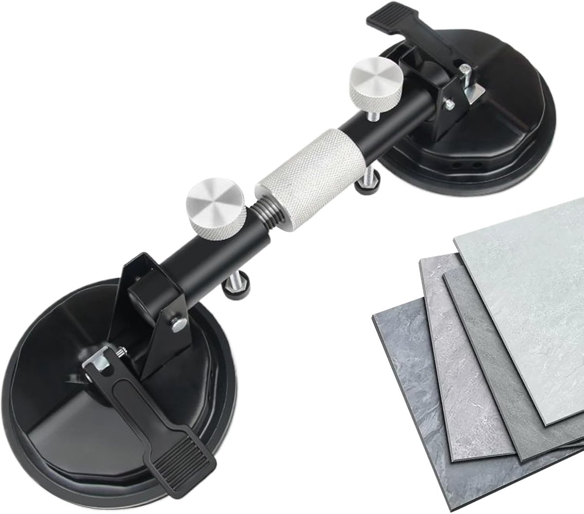 Tegelzetgereedschap Set - Naden Steller - Precisie Tegelen - Dubbele Zuignap - 40 cm Lengte - Grijs