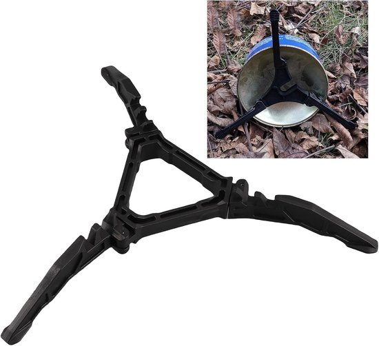 Campinggas Houder - Brandstof Stabilisator - Buiten Koken - Sterke Stabiliteit Driehoek - 10x9x2 cm - Zwart — afbeelding 2