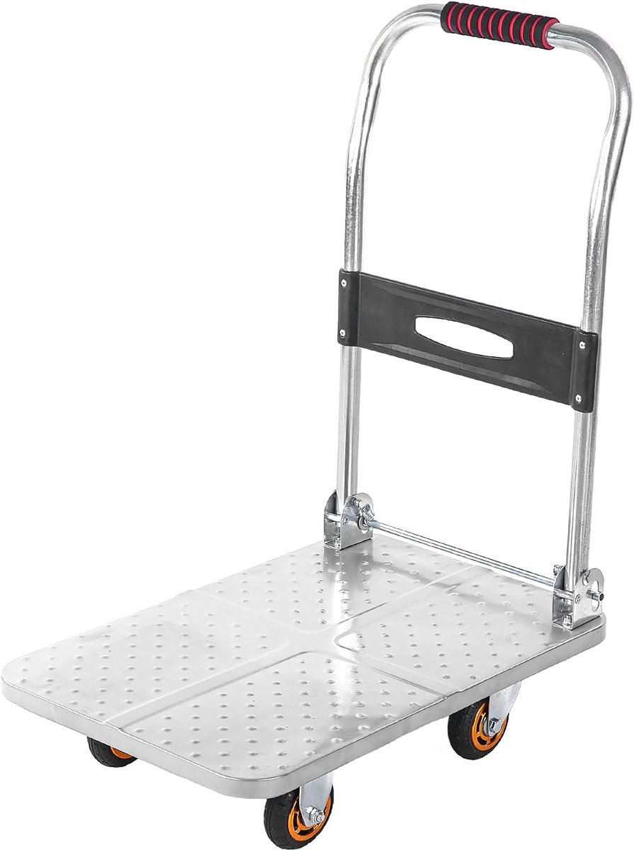 Opvouwbare Platformwagen - Steekwagen Kar - Zwaar Transport - Ruimtebesparend Ontwerp - 60x40cm 150kg - Grijs
