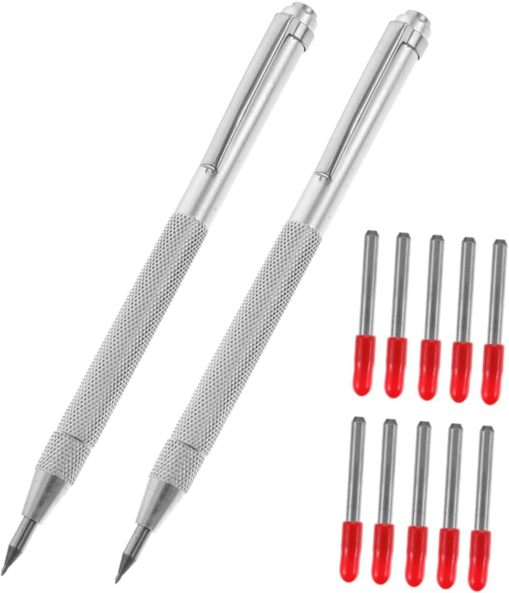 Graveerset Metaal - Markeerpen Set - Precisie Markeren - Wolfraamcarbide Tips - 13.5 cm Lengte - Zilverkleurig