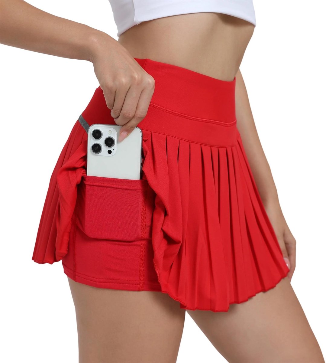 Dailygoods- Tennisrok Hoge Taille - Broekrok met Zakken - Plissé Sportrok - Mini-Rok - Zomer Rok - Reflecterende Strepen