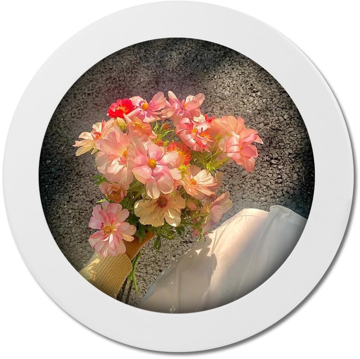 Dailygoods - Ronde Fotolijst voor Muur en Tafel - Creatieve Wanddecoratielijst (17 cm, Wit)