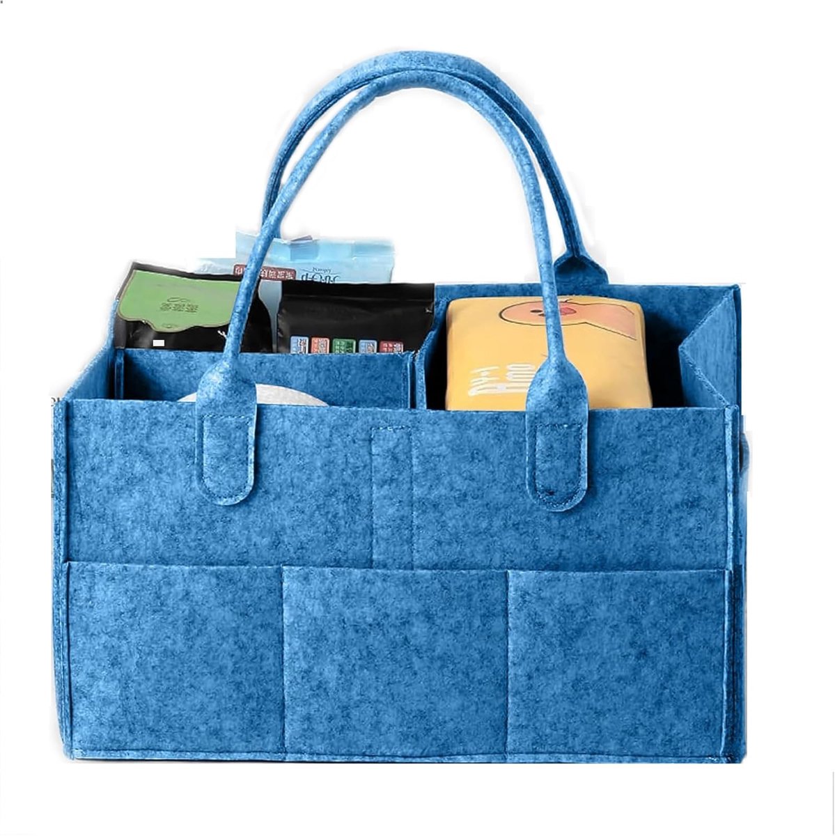 Dailygoods- Tasorganizer Grote Capaciteit - Vilt Organizer - Luieropbergdoos - Draagbanden - Afneembare Verdeler - 33 x 23 x 18 cm - Opbergmand