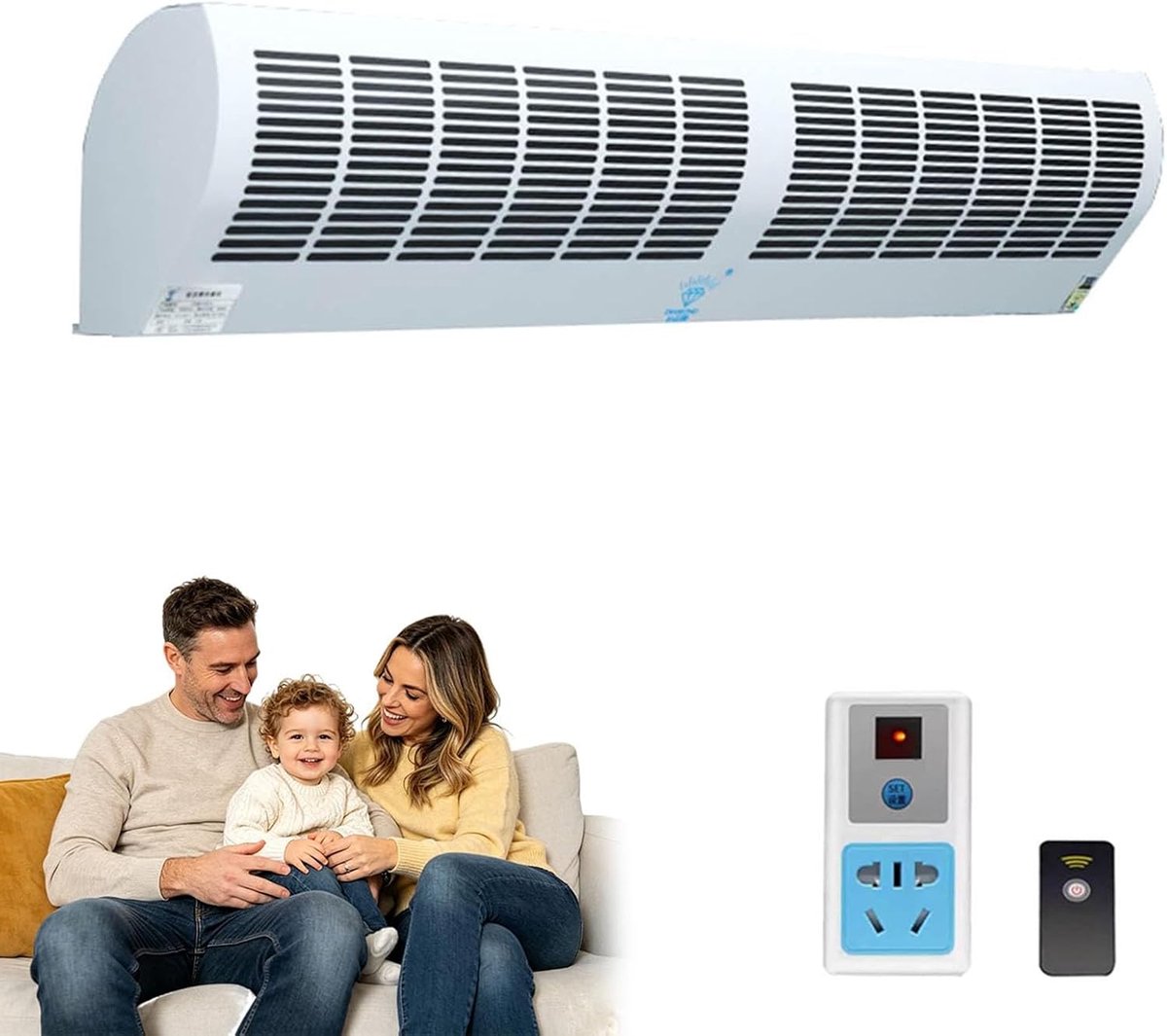 Luchtgordijn Ventilator - Luchtbarrière Machine - Binnenklimaat Verbeteren - Energiebesparende Motor - 60 cm Breed - Zilver