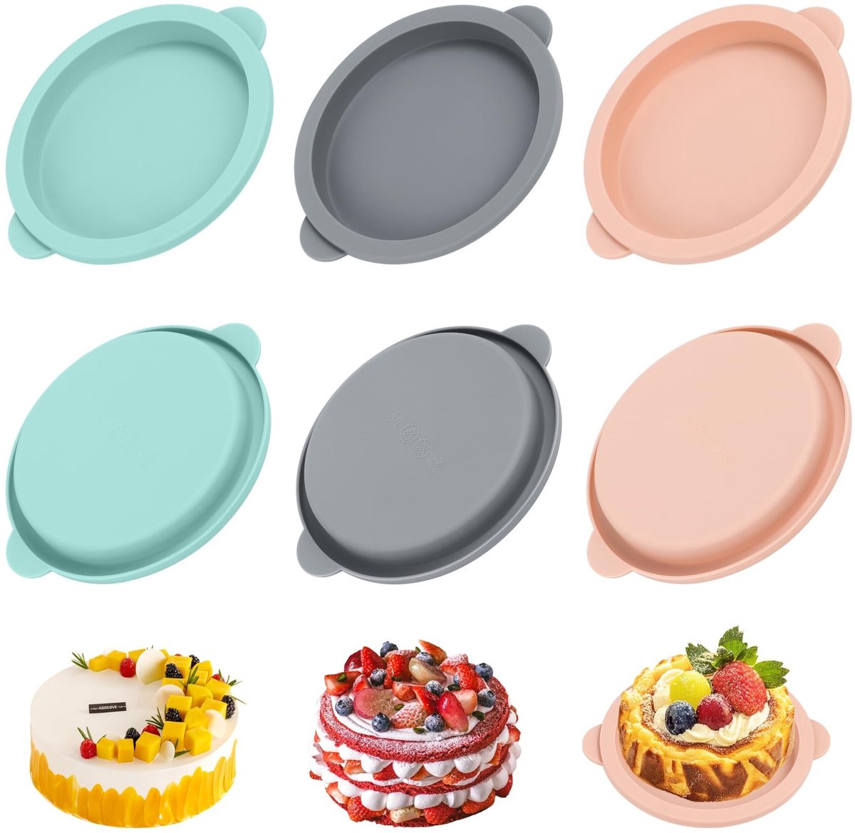 Dailygoods - AKONE 6 stuks siliconen bakvorm, rond, voor heteluchtfriteuse