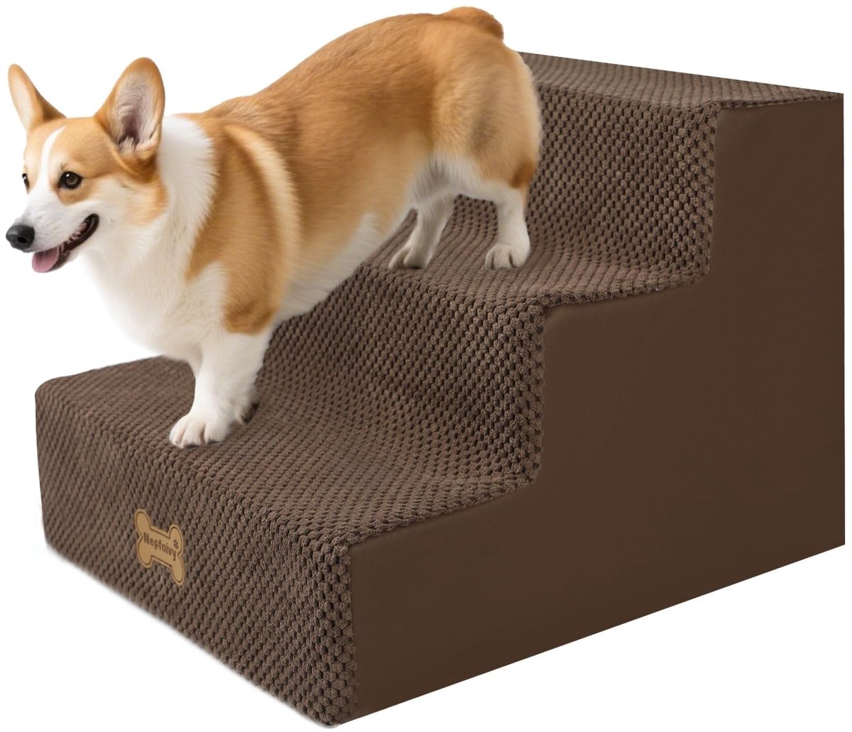 Hondentrap 3 Treden - Voor Kleine Honden - Afneembare Wasbare Hoes & Antislip - 53x40x39 cm