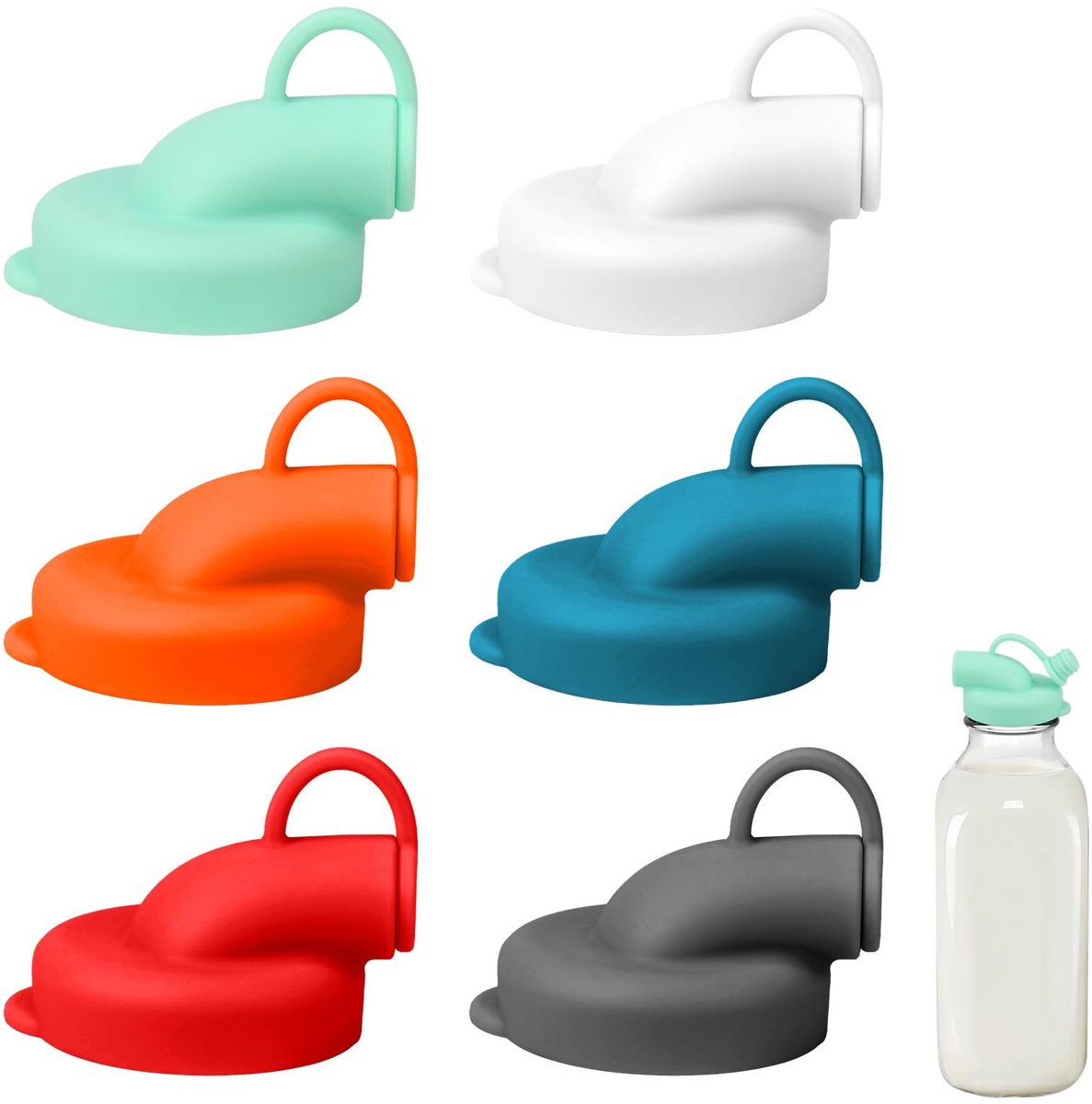Dailygoods- Dispenserkap 6 Stuks - Siliconen - Lekvrij - Vervangkap - Voor Flessen - Diverse Kleuren - Duurzaam Materiaal - Fles