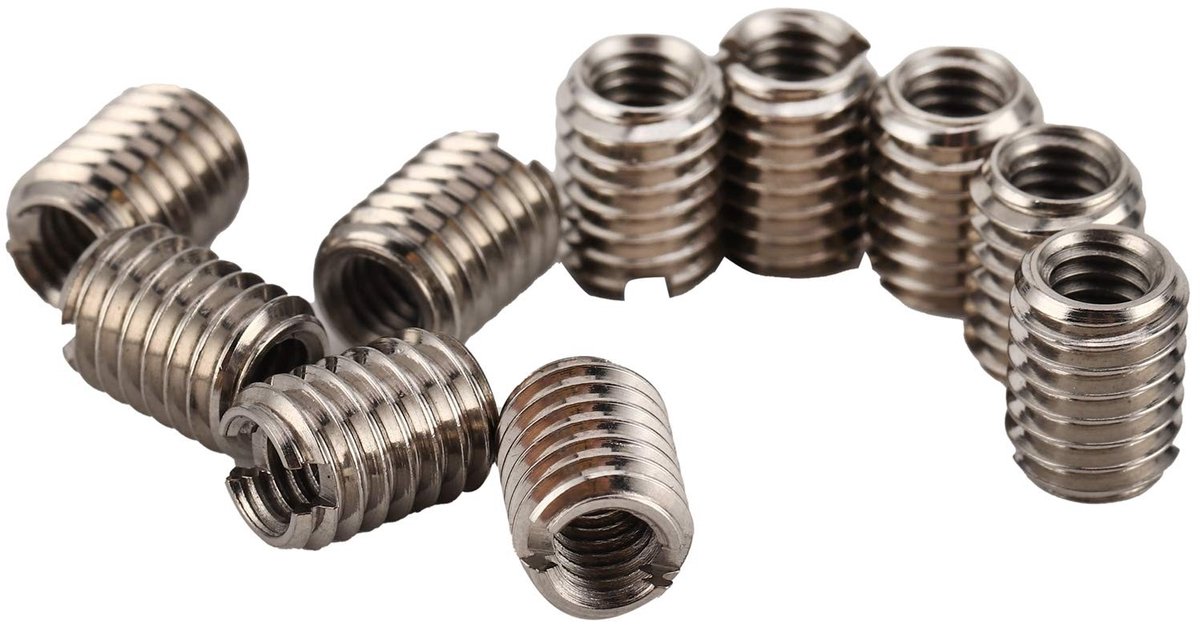 Dailygoods- Sleufmoer Set van 10 Stuks - Roestvrij Stalen Bevestigingsmiddelen - M4x0.7mm/M6x1.0mm Draad - 8 mm Lengte - Draadinzetstukken - Draadreparatie - Draadinzetstuk