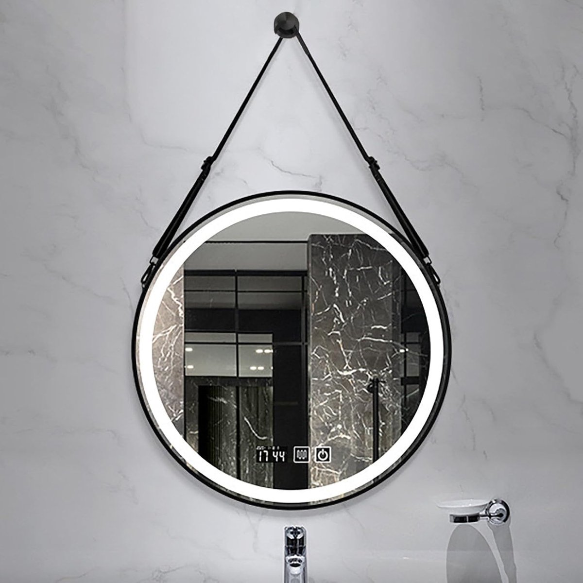 Badkamer Spiegel - Verlichte Spiegel - Make-up Aanbrengen - Anti-Condens Functie - 60 CM - Zwart