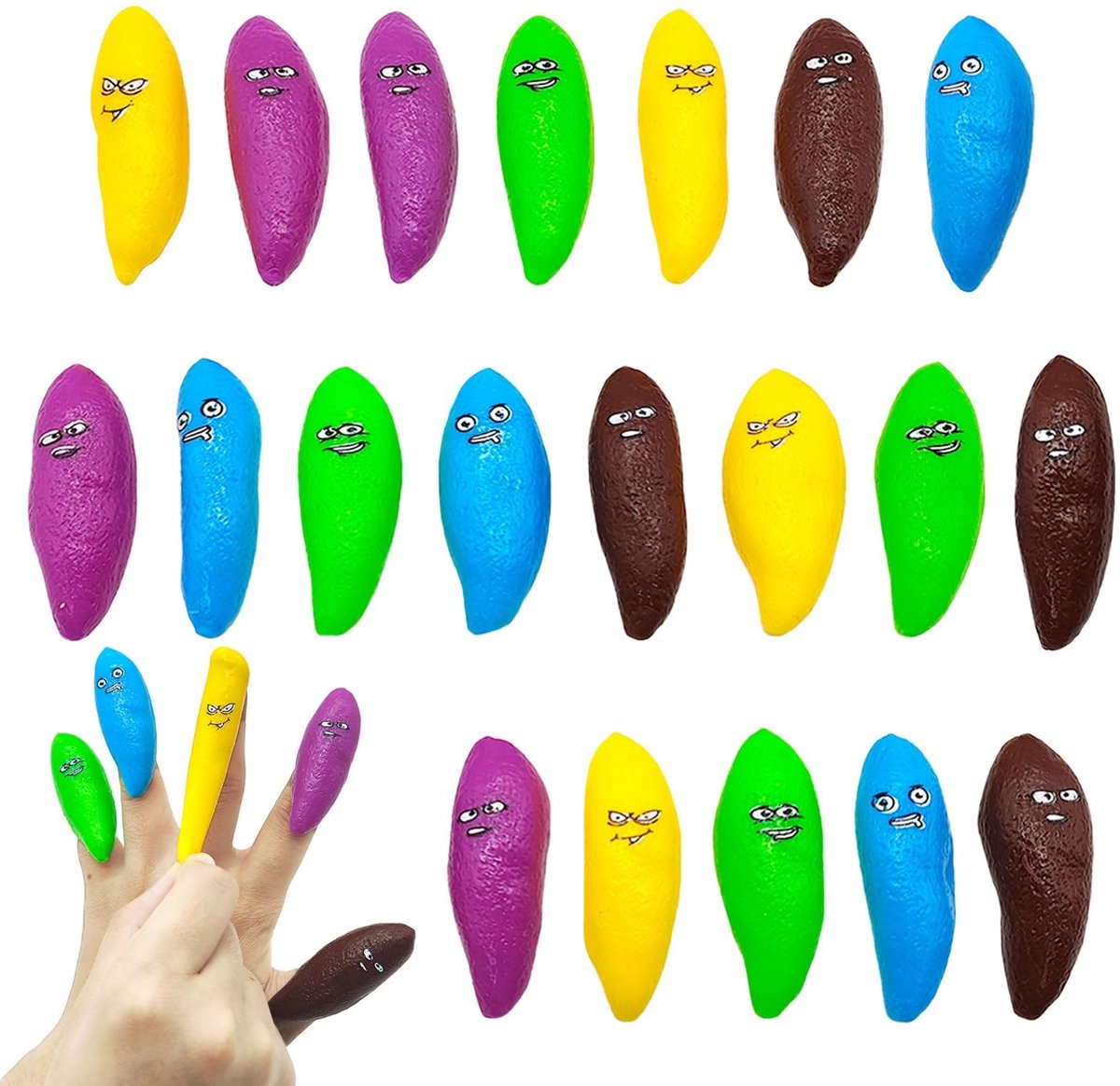 Dailygoods- Katapult Vingerspeelgoed - 20 Stuks - TPR Slijtvast - Educatief - Grappig Feestspeelgoed - Uniek Design - 5,5 x 2 cm