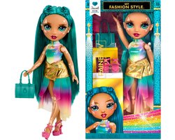 Rainbow High My Fashion Style Jewel, modepop van 28 cm met smaragdkleurige statementoutfit, stijlvolle handtas, geweldig speelgoed of cadeau voor meisjes, kinderen in de leeftijd van 4-12 jaar