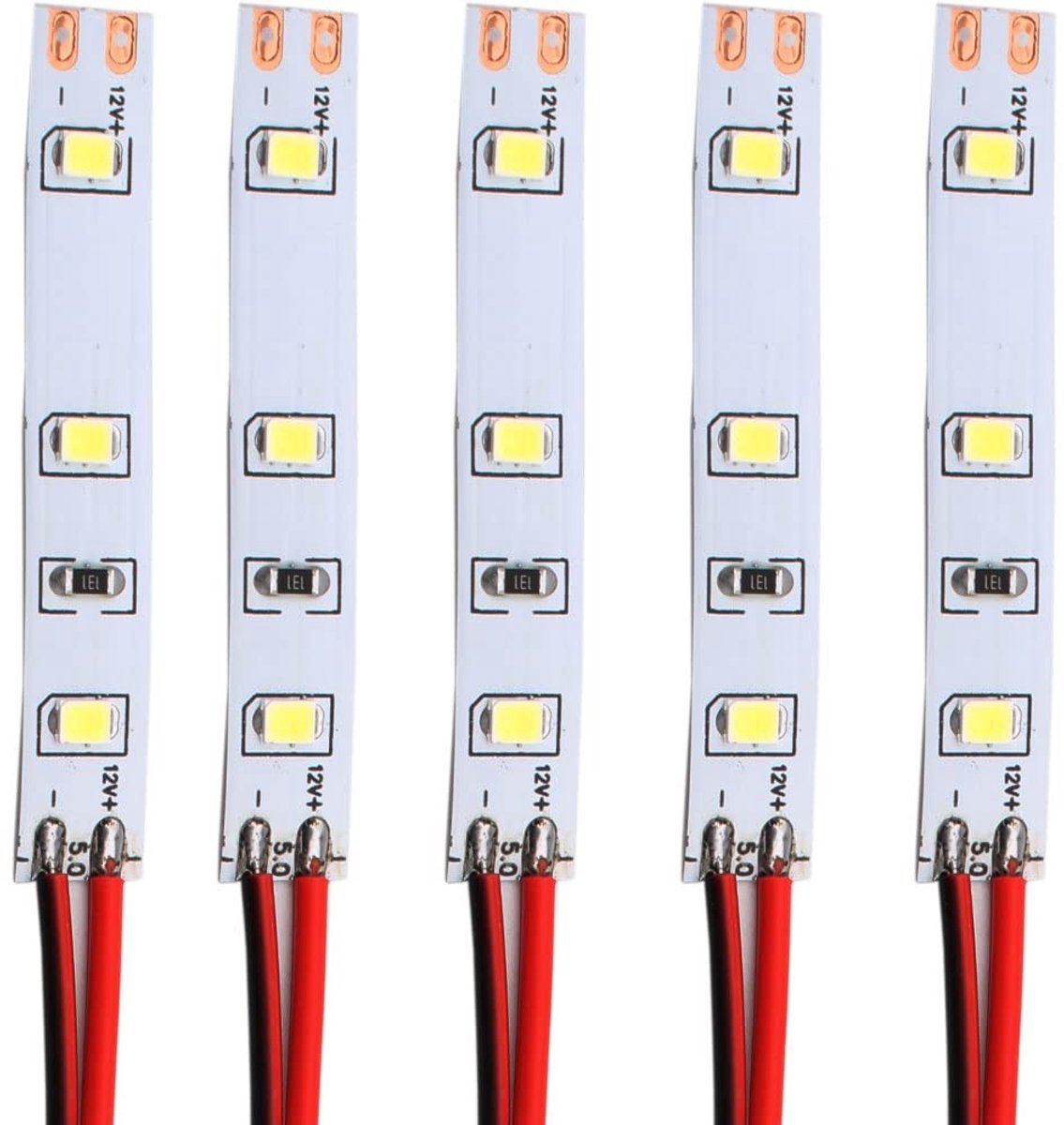 Dailygoods- LED Verlichting 5 Stuks - 3-LED Huislampen - Modelbouw Verlichting - Wit met Kabel - 12-18V - Stralingshoek 120° - Modelbouwlamp