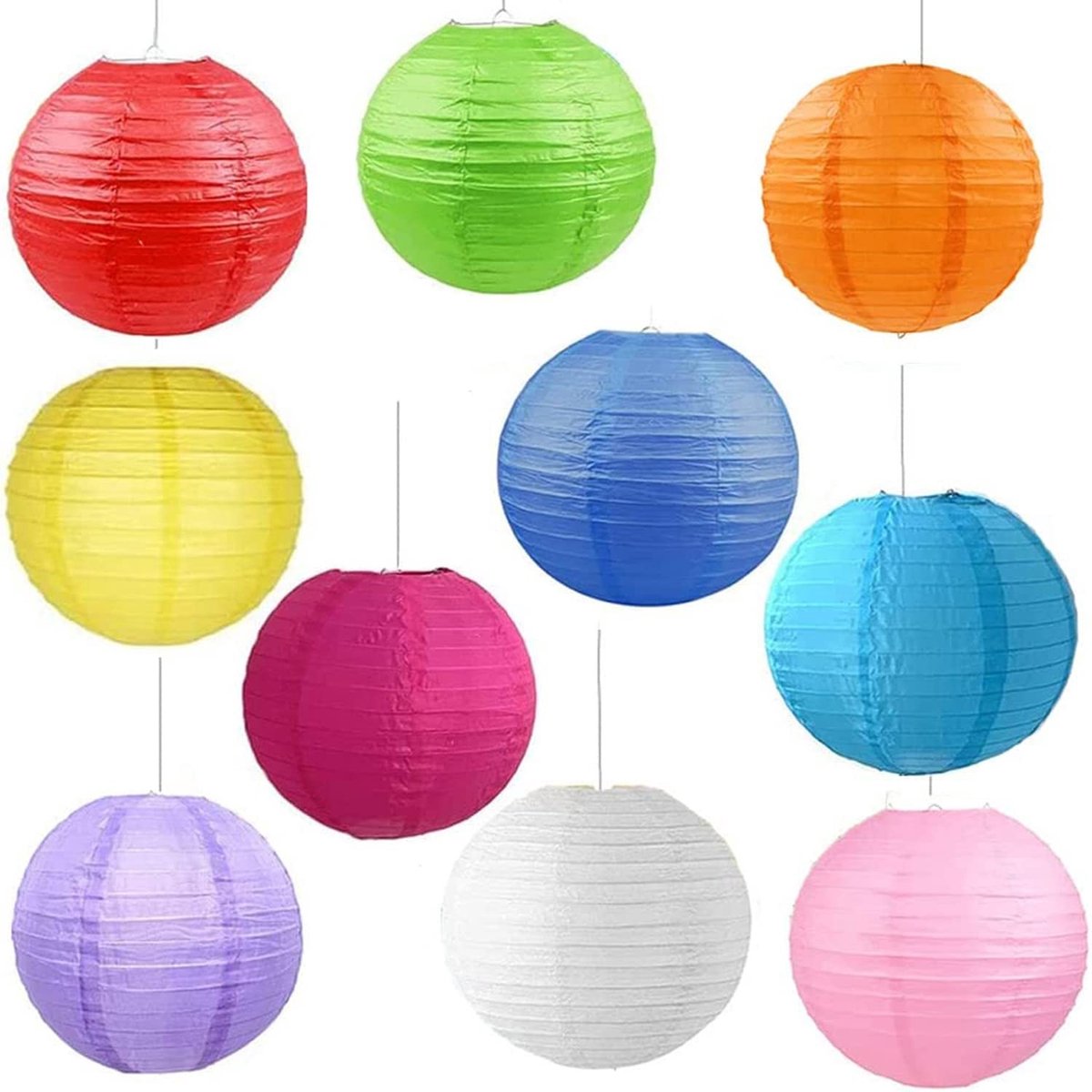 Dailygoods- Papieren Lantaarns 10 Stuks - Kleurrijke Decoraties - Bruiloften/Verjaardagen - 20 cm - Herbruikbaar - Hoogwaardig Papier - Decoratielantaarns