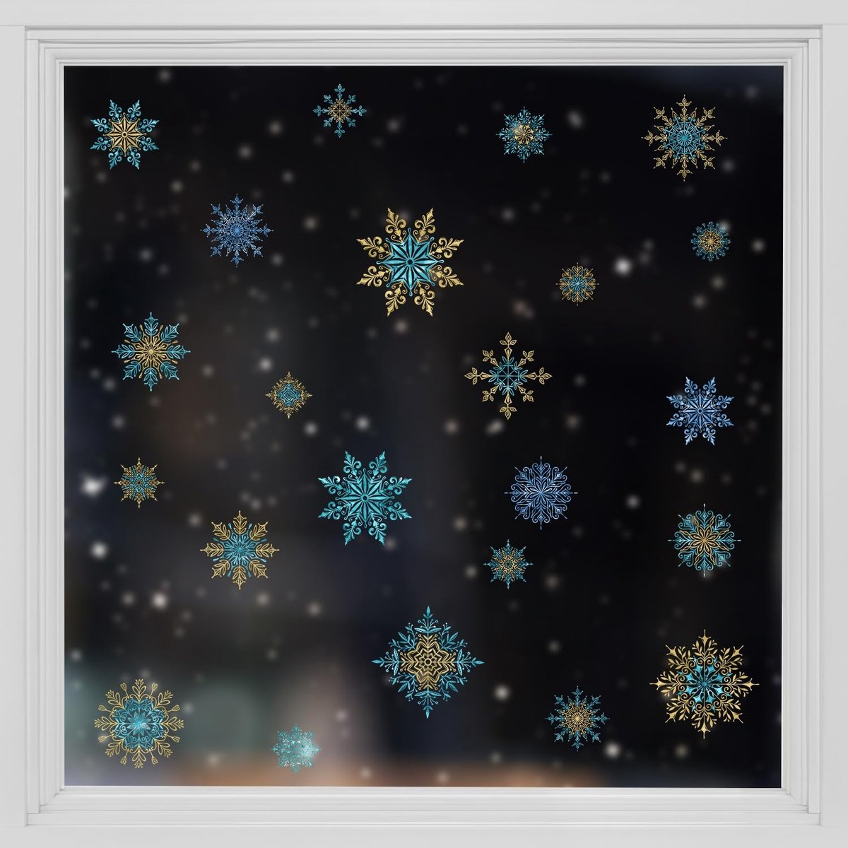Dailygoods- Sneeuwvlok Stickers 92 Stuks - Dubbelzijdige Statische Raamstickers - UV-bestendig - Anti-botsing - Kerstdecoratie - Eenvoudig te Verplaatsen