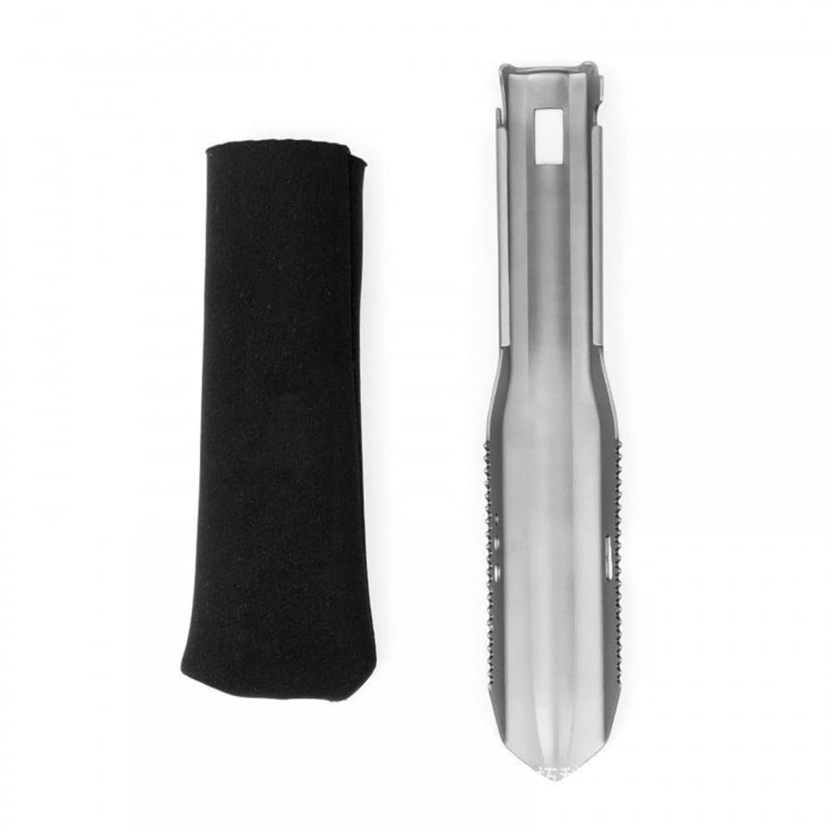 Dailygoods- Schop titanium - Multifunctioneel gereedschap - Ergonomische handgreep - Lichtgewicht 56 gram - Draagtas inbegrepen - Roestvrij en duurzaam - Multitool