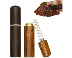 NTH products- Roerstaaf 2 stuks - Houten Handvat - Espresso Roerstaaf - Koffie Roerstaaf - Roerstaaf Hout - Hoogwaardig Roestvrij Staal - Espresso Roerder
