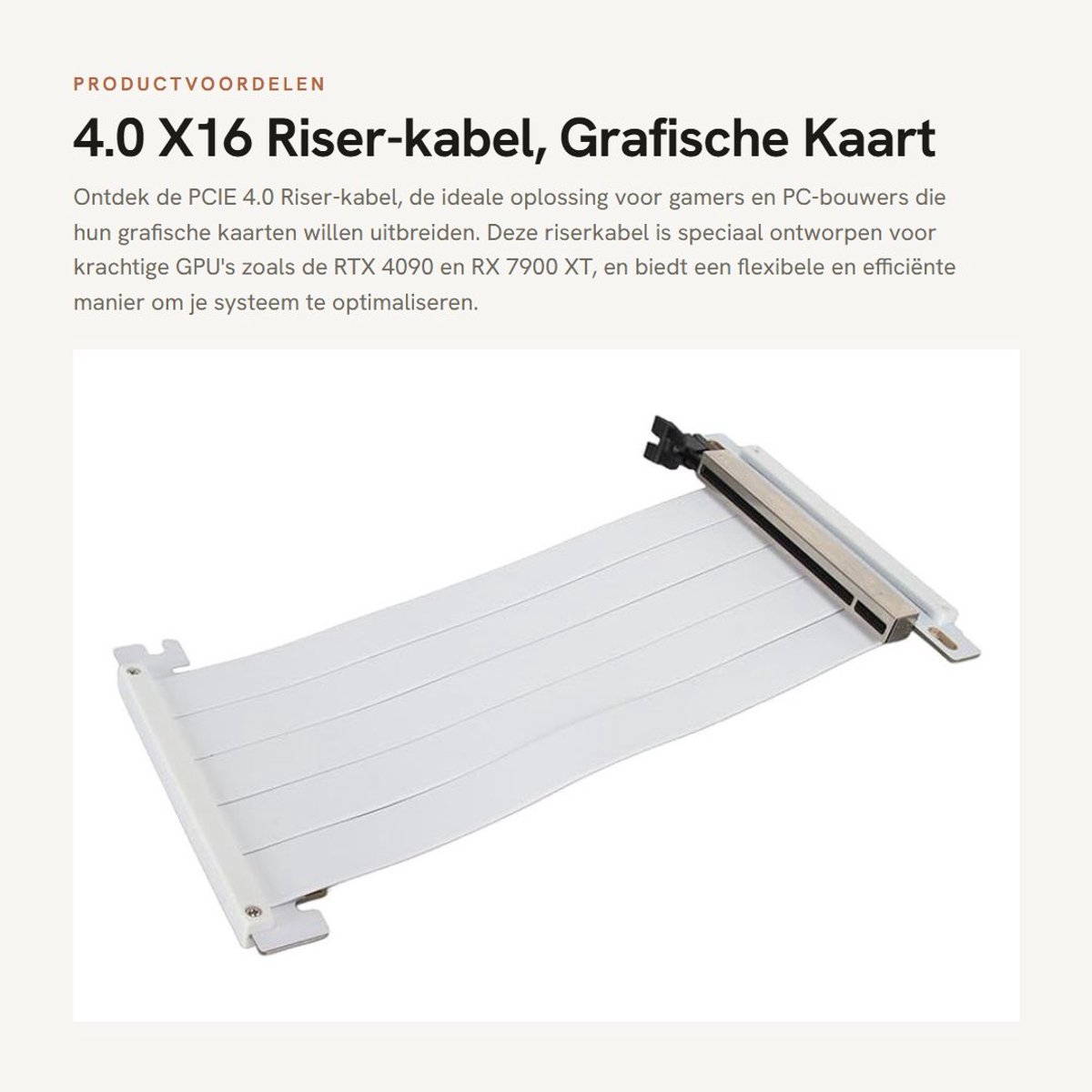 Dailygoods- Riser-kabel PCIE 4.0 - Grafische Kaart 180 Graden - GPU-verlengkabel - Flexibel/Opvouwbaar - Antistatisch - Hoge Transmissiesnelheid 128 Gbps