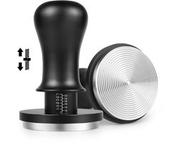 Dailygoods- Koffietamper 54 mm - Gekalibreerd - Roestvrij Staal - Geribbelde Basis - 13,6 kg Aandrukkracht - Bodemloze Portafilter - Espressotamper