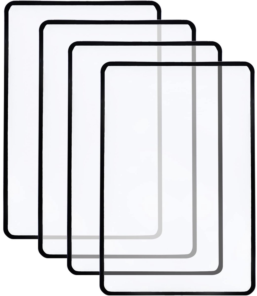 Dailygoods- Vergrootglas 3x Vergroting - Handheld Vergrootglas - Rechthoekig Vergrootglas - 4 Stuks - 12 x 18 cm - Transparant Zwart Frame - Loep